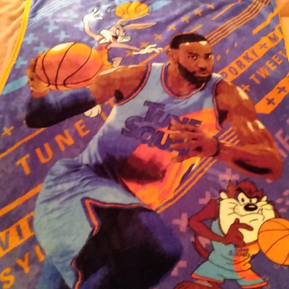 Tune Squad Space Jam Plush Fleece Throw Blanket Lebron James Looney Tunes